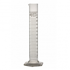 Academy Measuring Cylinder, Capacity 100ml, Hex Base, Borosilicate Glass