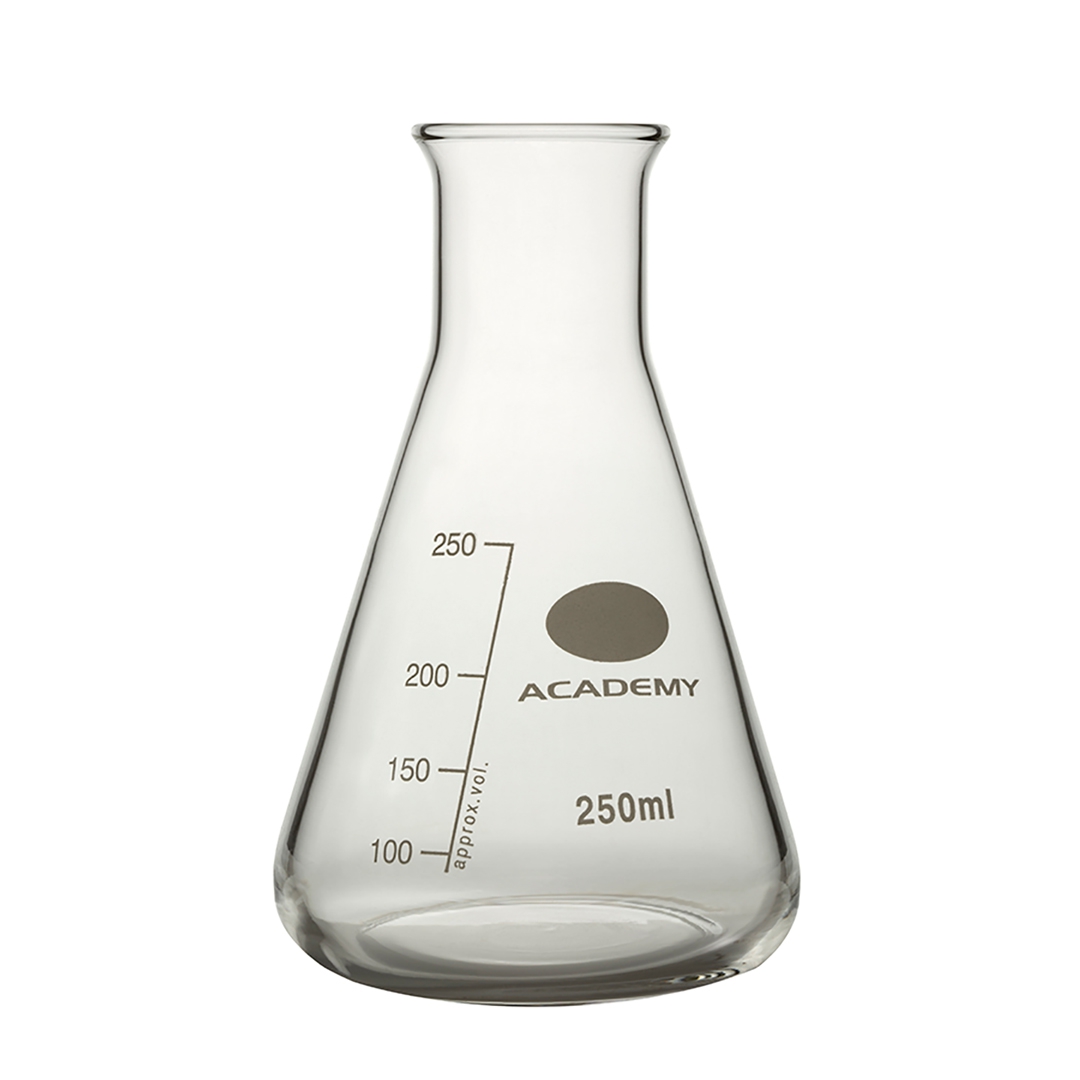 Academy Graduated Conical Flask, Capacity 500ml, Easy Pour Rim, Borosilicate Glass