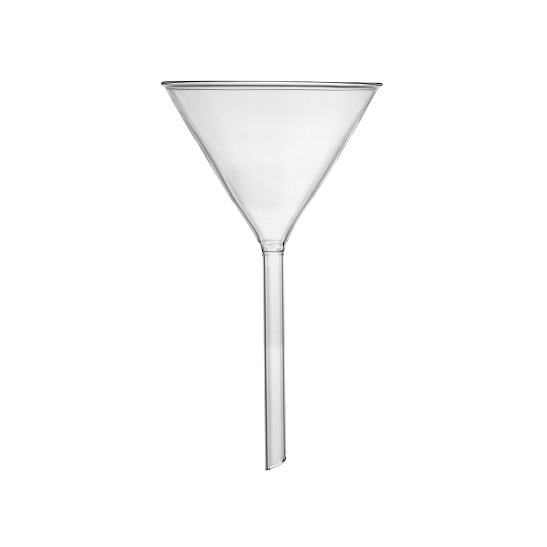 Academy Filter Funnel, Plain, Short Stem, Angled Tip, OD 150mm, Borosilicate Glass