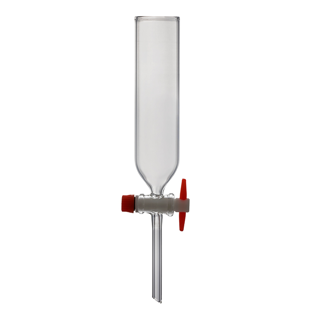 Dropping Funnel, Cylindrical, Capacity 50ml, PTFE Stopcock, Open, Borosilicate Glass