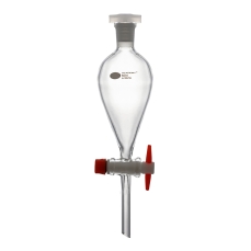 Separatory Funnel, Squibb Shape, Capacity 250ml, PTFE Key, Socket 29/32, Borosilicate Glass