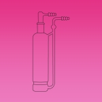 Bottle, Gas Washing Bottle, Sealed Fritted Disc Enables Increased Gas and Uniform Distribution, Glass