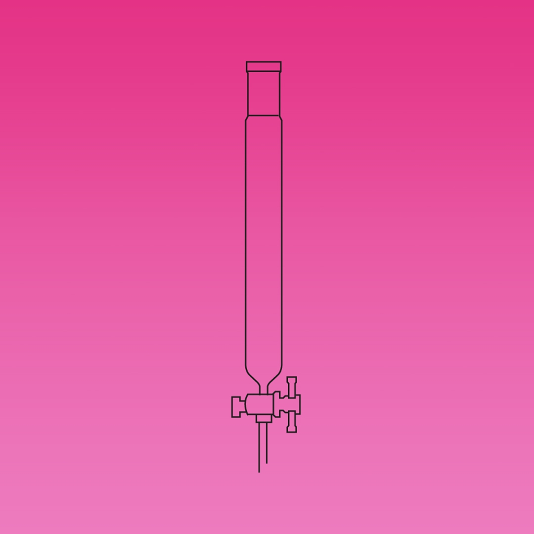 Jointed Glassware, Chromatography Column, Heavy Wall, PTFE Stopcock, Jointed, APlus, Column ID 40mm, Effective Length 305mm, Joint Size 24/29, Borosilicate Glass