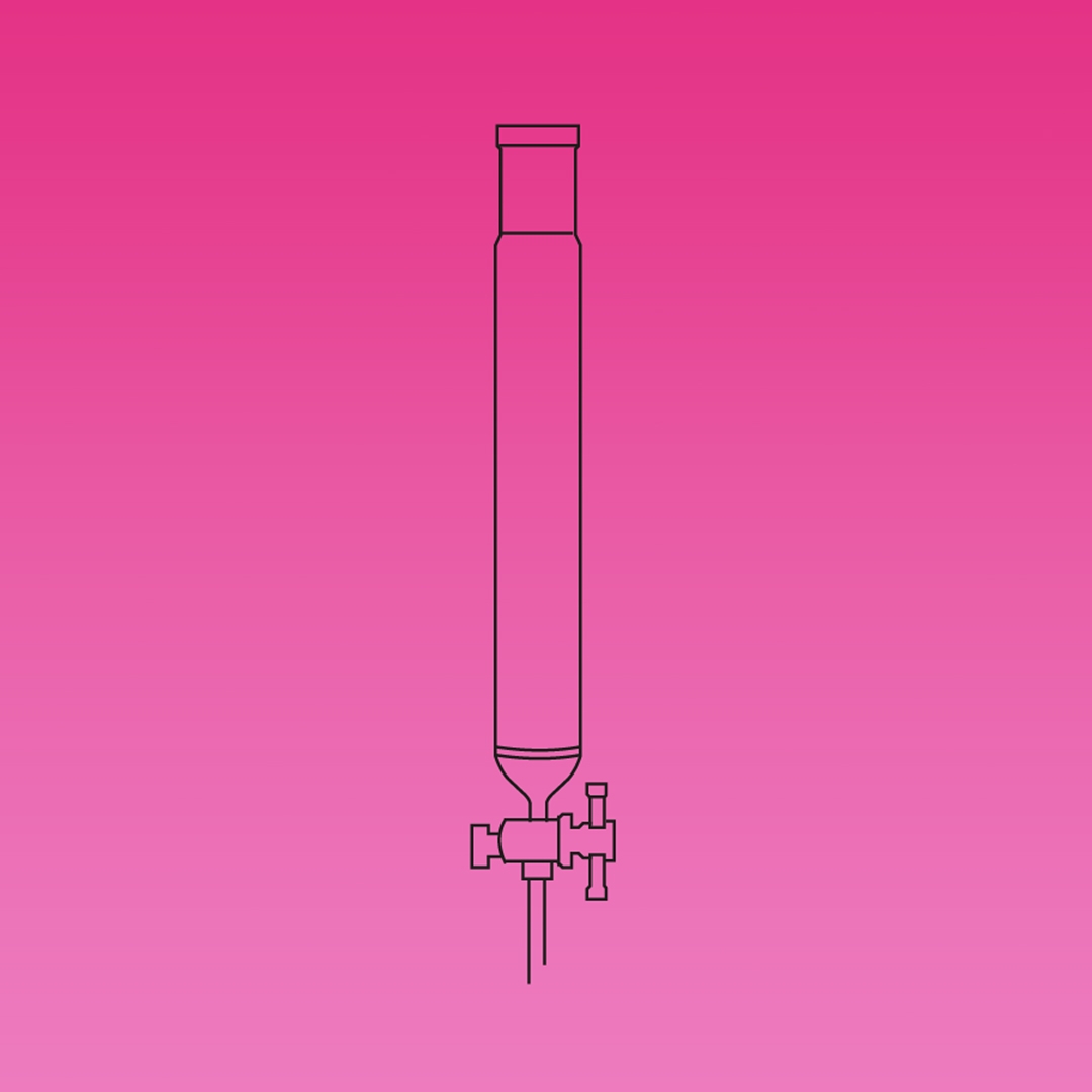 Jointed Glassware, Chromatography Column, Course Sintered Disc, PTFE Stopcock, Jointed, APlus, Column ID 40mm, Effective Length 305mm, Joint Size 29/32, Borosilicate Glass