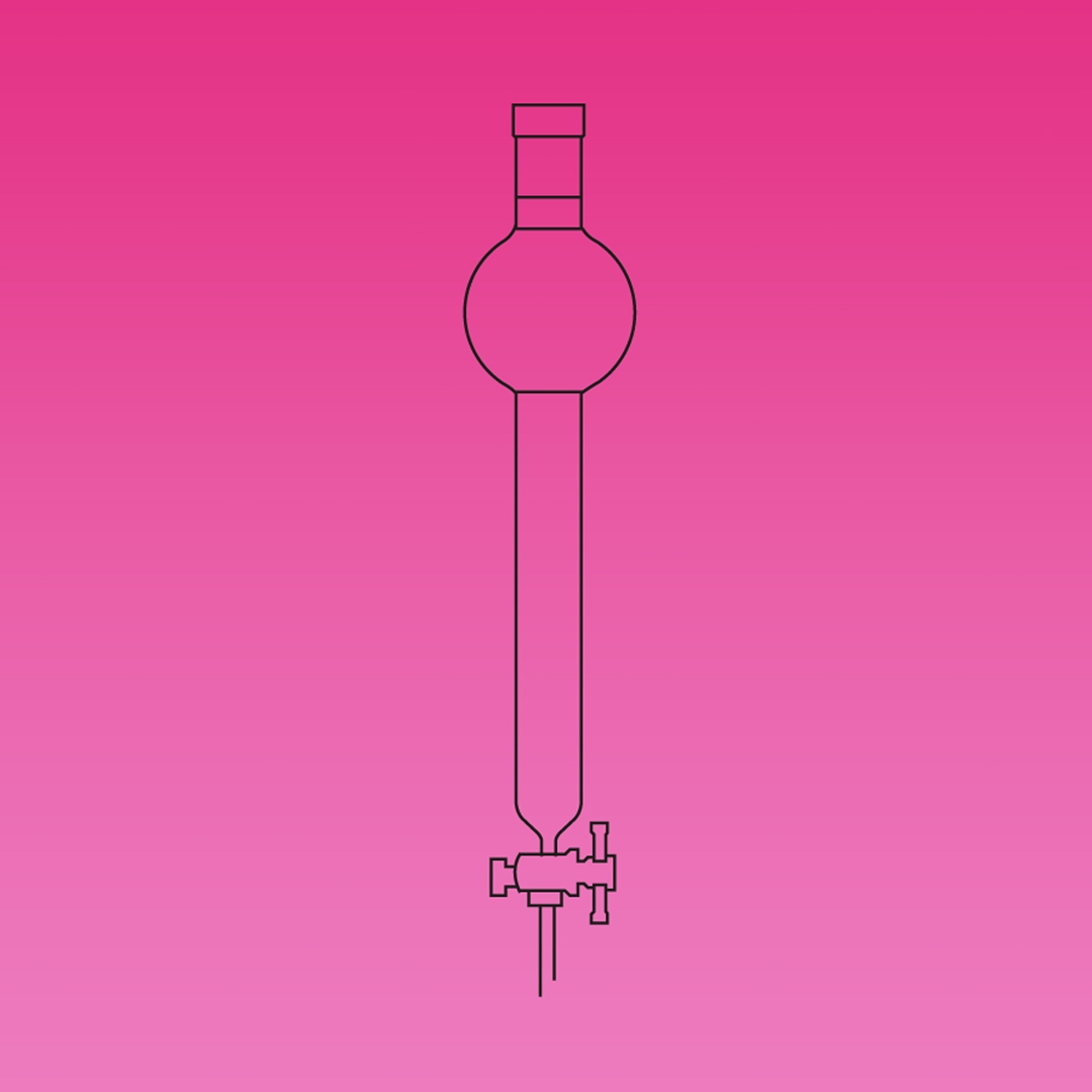 Jointed Glassware, Chromatography Column, With Reservoir, PTFE Stopcock, Jointed, APlus, Column ID 40mm, Effective Length 305mm, Joint Size 29/32, Borosilicate Glass