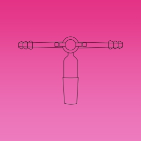 T-Bore PTFE Stopcock, 180 Degrees, Hose Connections, Glass