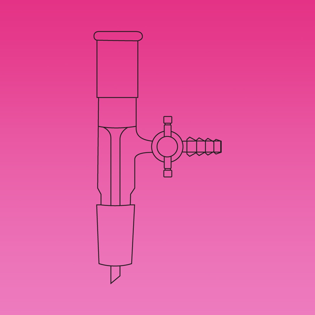 PTFE Stopcock, Lockable, Hose Connections, APlus, Cone 19/26, Borosilicate Glass