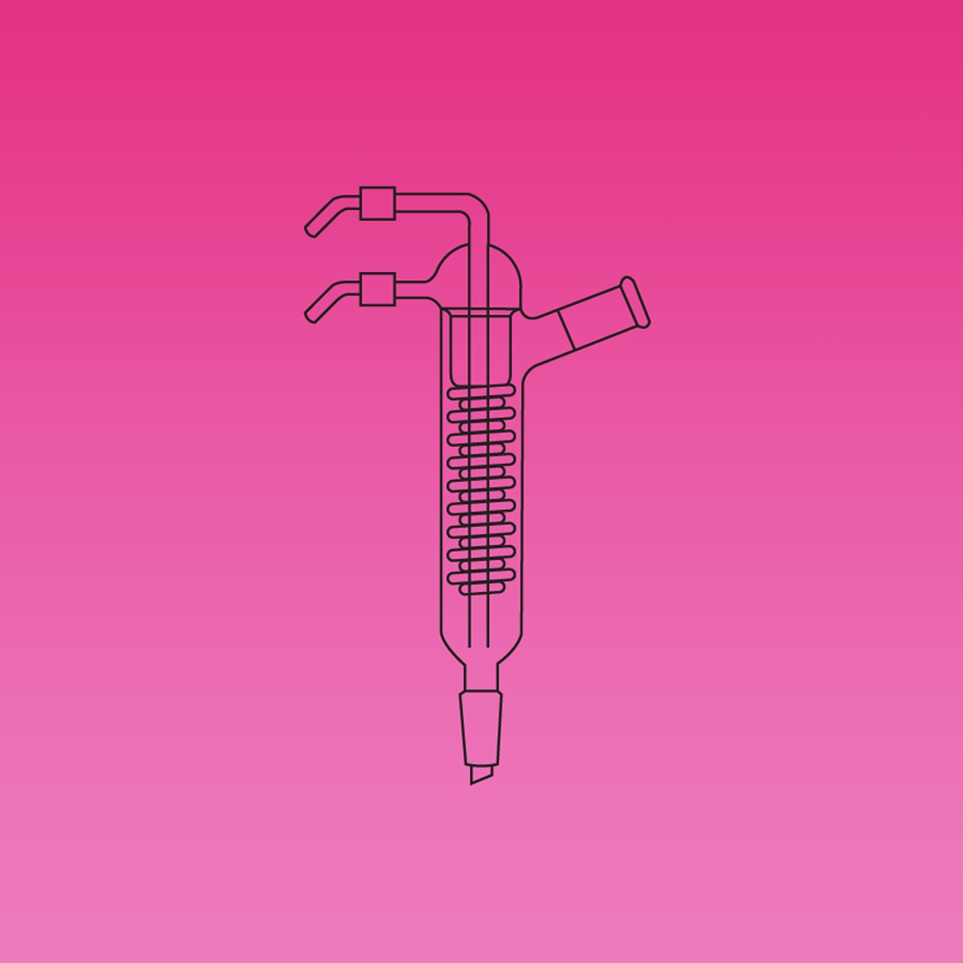 Condenser, Friedrichs Condenser, Plastic Screwthread Connectors, Jointed, APlus, Socket 24/29, Cone 34/35, Overall Height 335mm, Borosilicate Glass