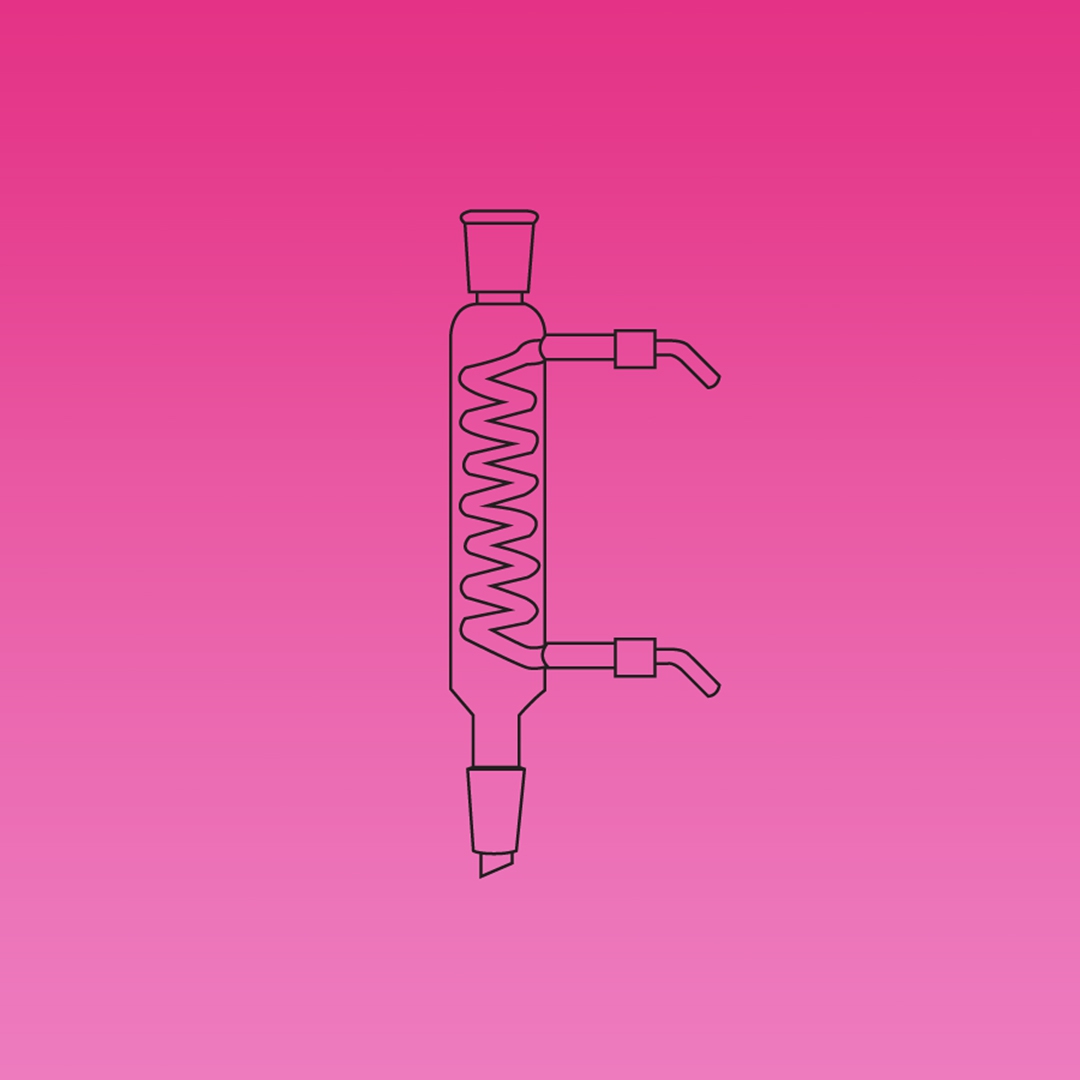 Condenser, Coiled Condenser, Plastic Screwthread Connectors, Jointed, APlus, Socket & Cone 29/32, Jacket Length 300mm, Hose OD 8mm, Borosilicate Glass