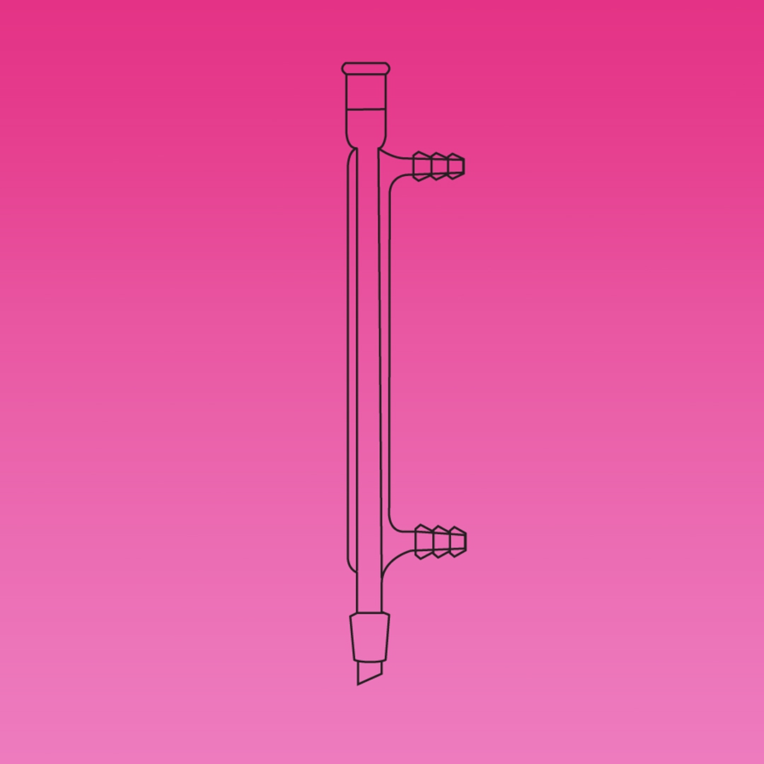 Condenser,Jacketed Condenser, West, Narrow Annular Space, APlus, Socket & Cone 19/26, Jacket Length 200mm, Hose OD 8mm, Borosilicate Glass