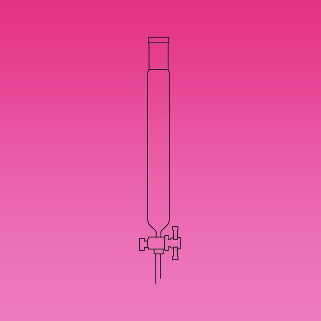 Chromatography Column, Heavy Wall, PTFE Stopcock, Jointed, APlus, Column ID 13.4mm, Effective Length 203mm, Joint Size 24/29, Borosilicate Glass