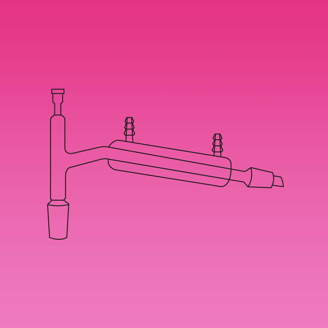 Distilling Head, Used With A 76mm Immersion Thermometer, APlus, Lower Cone Size 29/32, Top Thermometer Socket 10/18., Jacket Length 150mm, Borosilicate Glass