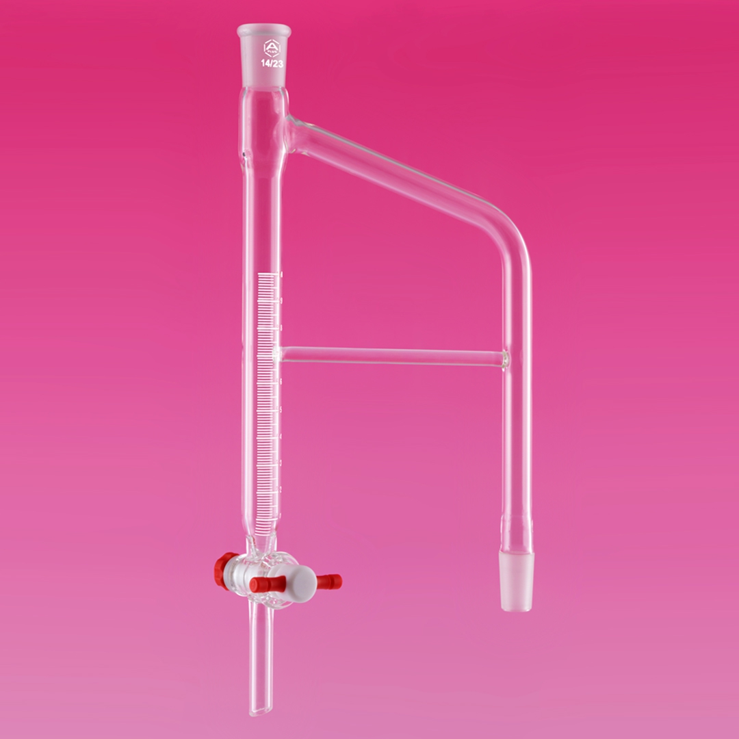 Distillation Receiver, Dean Stark, Capacity 10ml, Socket 24/29, Cone 24/29, PTFE Stopcock Bore 2mm