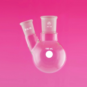 Flask, Round Bottom, 2-Neck, Capacity 100ml, Centre Socket 14/23, Side Socket 14/23