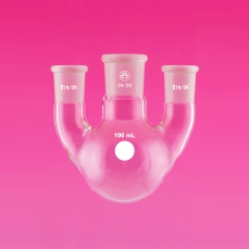 Flask, Round Bottom, 3-Neck, Parallel, Capacity 50ml, Centre Socket 14/23, Side Sockets 14/23