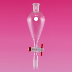 Funnel, Separatory, Capacity 125ml, Socket 24/29, Cone 24/29, Glass Stopper, PTFE Stopcock Bore 2mm