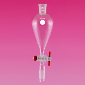 Funnel, Separatory, Capacity 250ml, Socket 24/29, Cone 24/29, Glass Stopper, PTFE Stopcock Bore 4mm