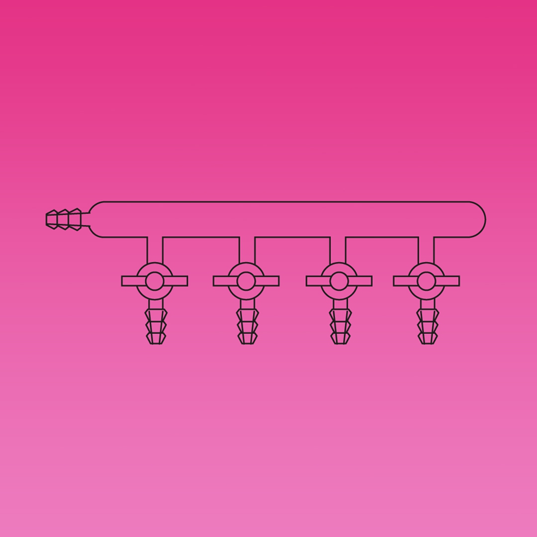 Single Manifold, Stopcocks, Left Side Tubing Connector, APlus, No. of Ports 4, Stopcock Bore 4mm, Socket , Borosilicate Glass