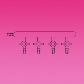 Single Manifold, PTFE Stopcocks, Left Side Tubing Connector, Glass