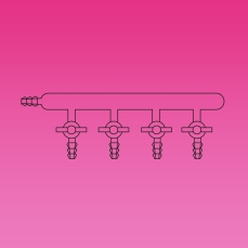 Single Manifold, PTFE Stopcocks, Left Side Tubing Connector, Glass