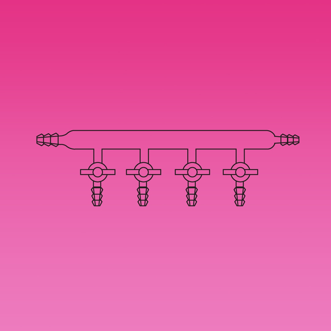 Single Manifold, Stopcocks, Both Sides Tubing Connectors, APlus, No. of Ports 4, Stopcock Bore 2mm, Borosilicate Glass