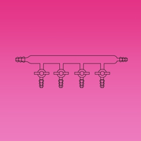 Single Manifold, PTFE Stopcocks, Both Sides Tubing Connectors, Glass