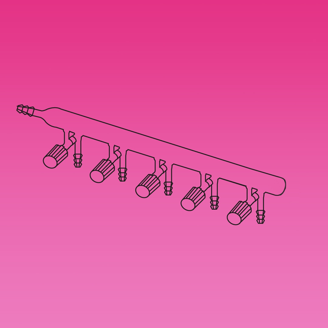 Single Manifold, High Vacuum Valves, Left Side Tubing Connector, APlus, No. of Ports 3, Stopcock Bore 0-4mm, Overall Width 325mm, Borosilicate Glass