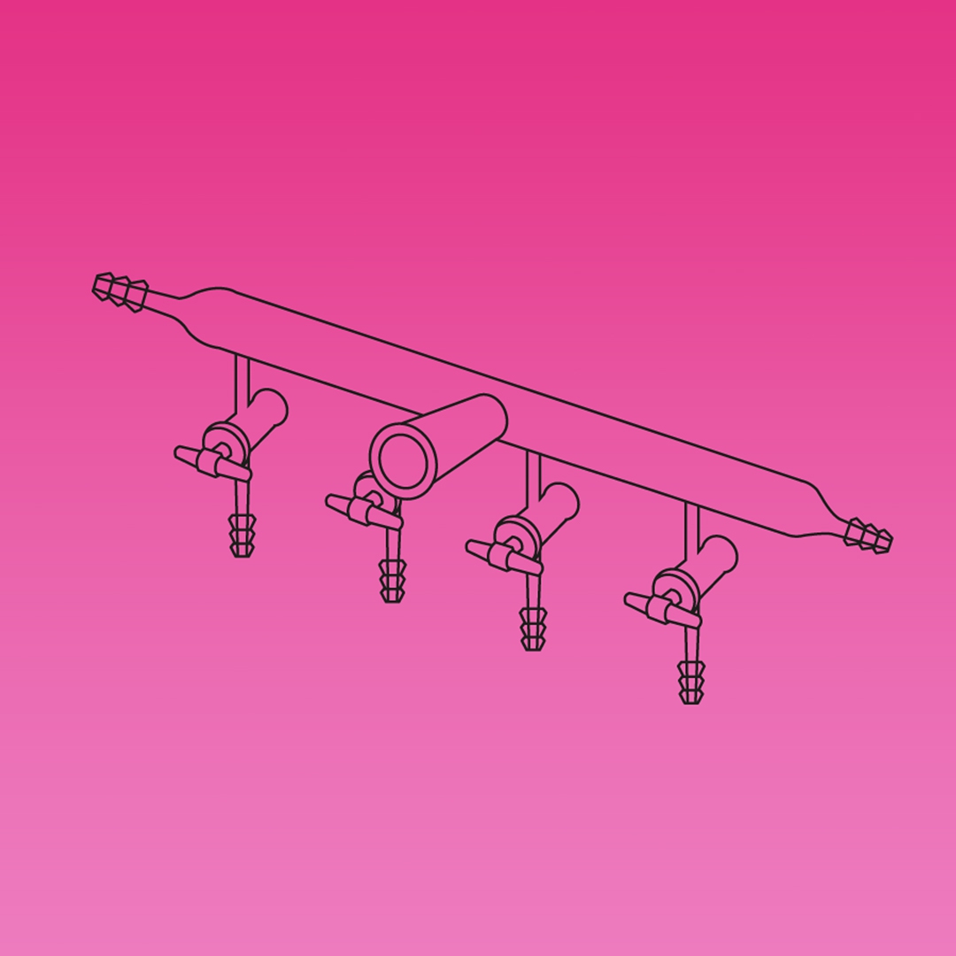 Single Manifold Stopcocks, Outer Joint At Center, Both Sides Tubing Connectors, APlus, No. of Ports 4, Stopcock Bore 4mm, Socket 14/23, Borosilicate Glass