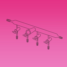 Single Manifold, PTFE Stopcocks, Outer Joint At Center, Both Sides Tubing Connectors, Glass