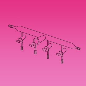 Single Manifold, PTFE Stopcocks, Outer Joint At Center, Both Sides Tubing Connectors, Glass