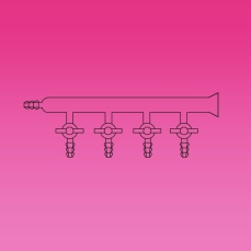 Single Manifold, Glass Stopcocks, Left Side Tubing Connector, Right Side Spherical Joint, Glass