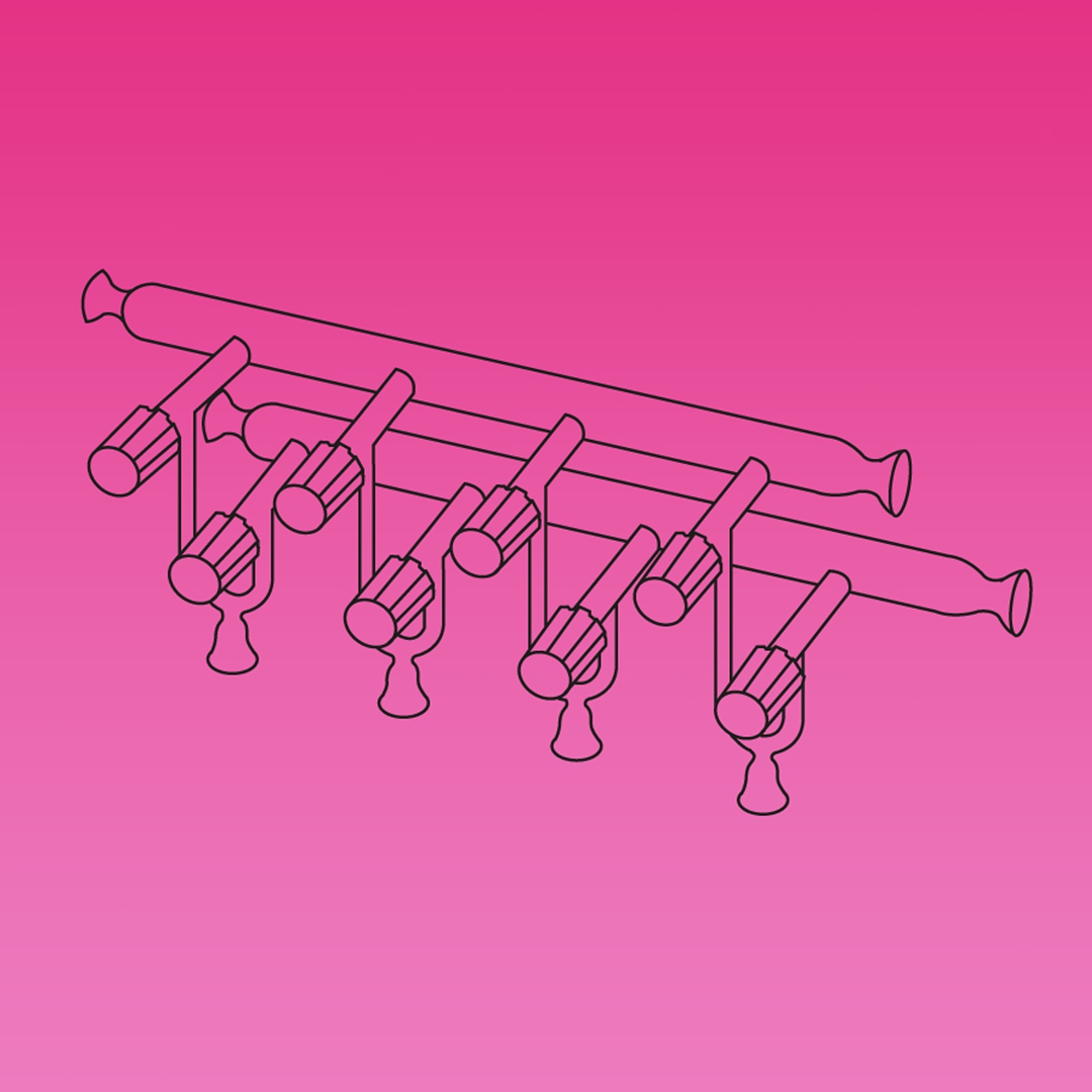 Double Manifold, High Vacuum Valves With Ball Joints, Front And Rear Both Sides Ball Joints, APlus, Borosilicate Glass