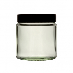 Bottle, Jar, Clear, White Screw Cap, Soda Glass (Type III)