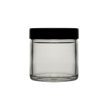 Bottle, Jar, Clear, Capacity 60ml, Black Screw Cap, Thread R3/51, Soda-Lime Glass