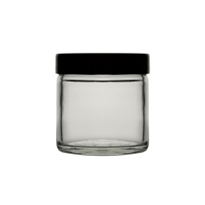 Bottle, Jar, Clear, Capacity 60ml, Black Screw Cap, Thread R3/51, Soda-Lime Glass