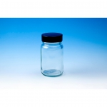 Bottle, Powder, Clear, Black Screw Cap, Soda Glass (Type III)