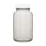 Bottle, Powder, Clear, White Screw Cap, Soda Glass (Type III)