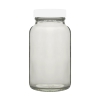 Bottle, Powder, Clear, White Screw Cap, Soda Glass (Type III)