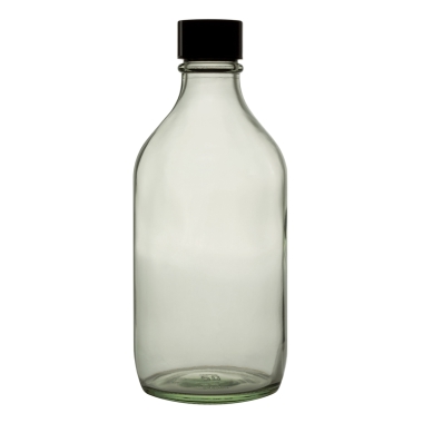 Bottle, Winchester, Clear, Capacity 1000ml, Black Screw Cap, Thread R6/31, Soda-Lime Glass