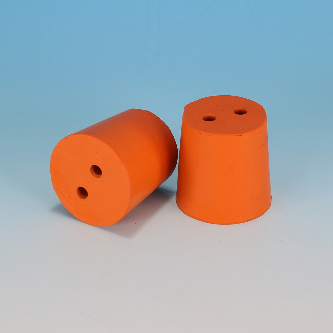 Stopper, Rubber Stopper, Two Hole, Base 27mm, Top 31mm, Height 32mm, Natural Rubber