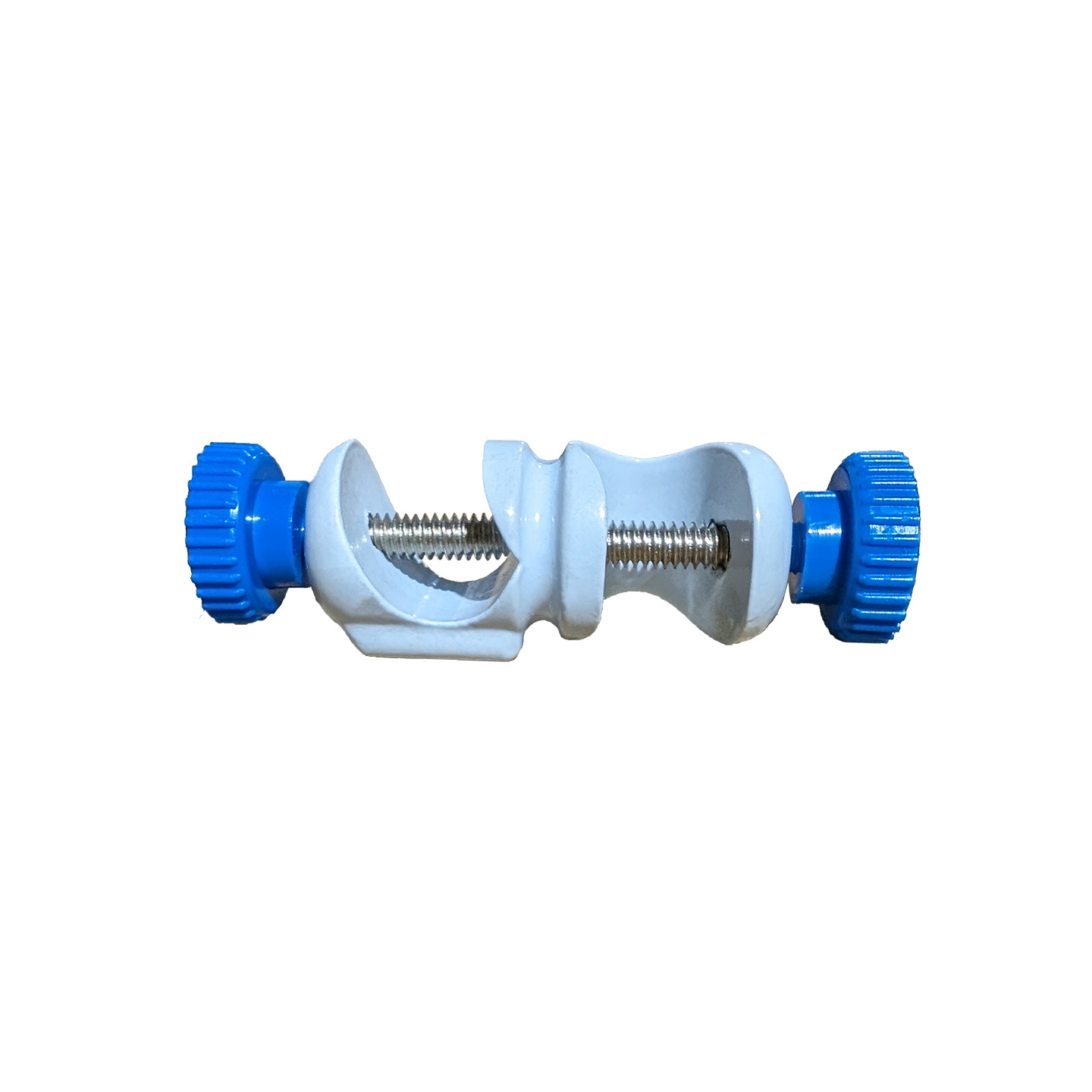 Bosshead, Die-cast Alloy, White Plastic Coated, With Round Blue Screw Head, Fits Rod Up To 16mm,