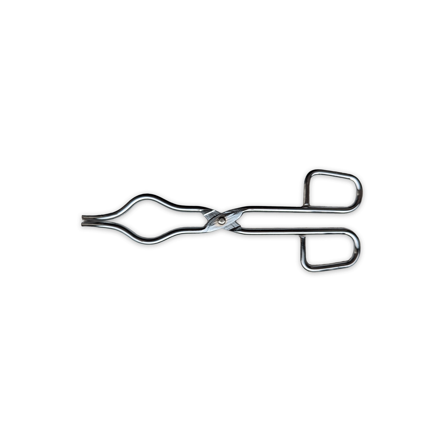 Crucible Tong, Plated Steel, Length 200mm, Bow Curved Tips, Flat Hinge