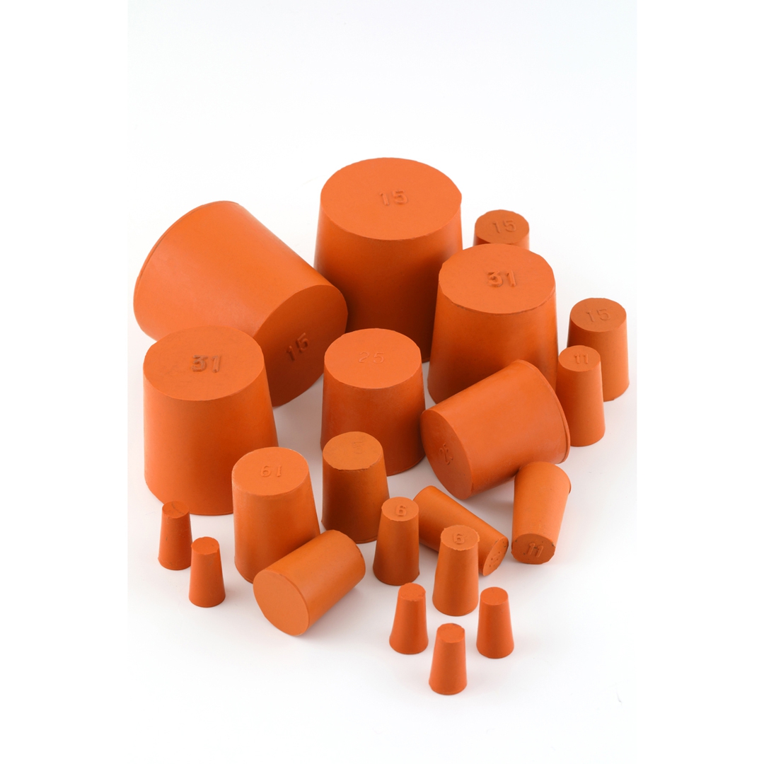 Natural Rubber Stoppers, Solid, 38x42.5x40.5mm (BxTxH), Resistant To Dilute Acid, Alkalies And Ammonia