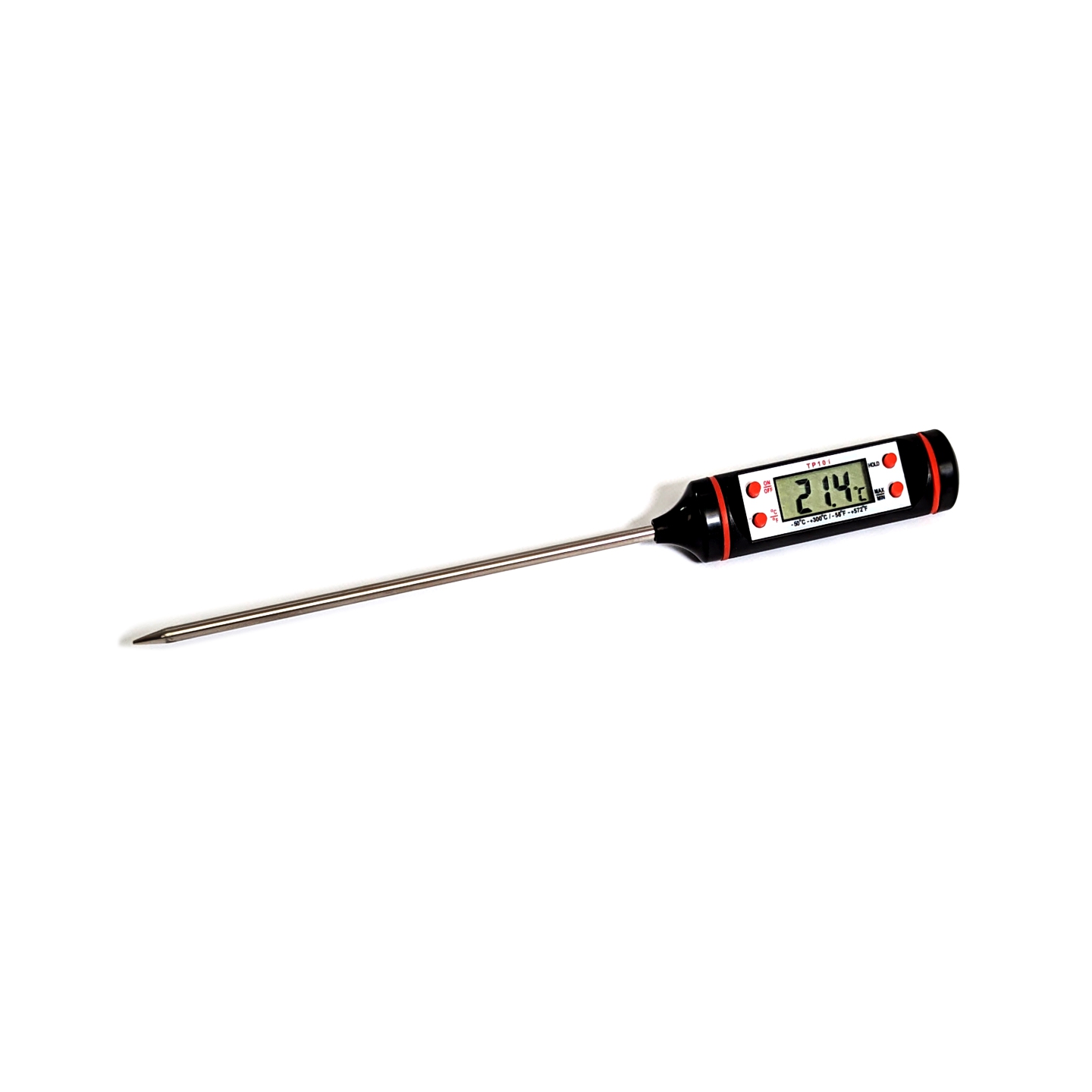 Digital Probe Thermometer, -50 To 300 Deg C, Metal Probe 140mm Long