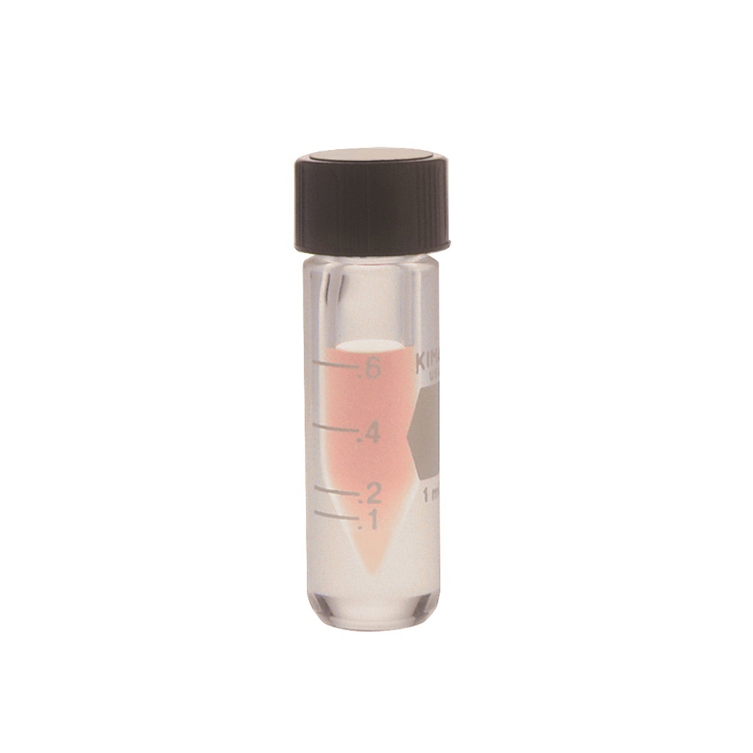 Screw Thread Micro KG-33 Borosilicate Glass Vial, Clear, 5ml, 21mm X 62mm, Graduated, With Solid Top Attached Closures, PTFE Faced Rubber Liner