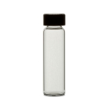 Screw thread Vials, 28mm X 95mm, 10 Dram, KG-33 Borosilicate Clear Glass Vials With Attached Black Phenolics Caps, Rubber Liners