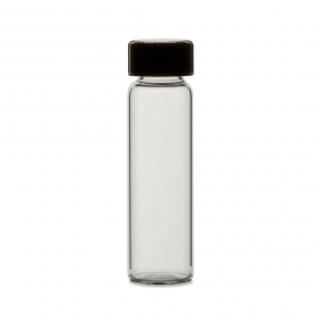 Screw thread Vials, 28mm X 95mm, 10 Dram, KG-33 Borosilicate Clear Glass Vials With Attached Black Phenolics Caps, Rubber Liners