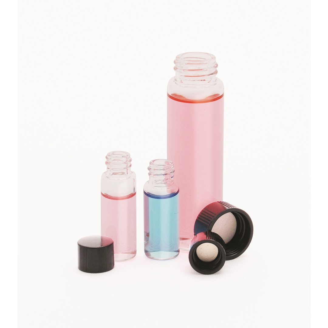 17X60 33 Exp Clear Glass Vials With Unattached Black Phenolic Caps, Ptfe-Faced/14B Liners