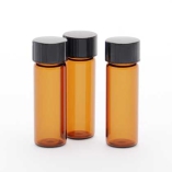 Amber Screw Thread Vials with Attached Black Phenolic Caps and PTFE-faced White Rubber Liners