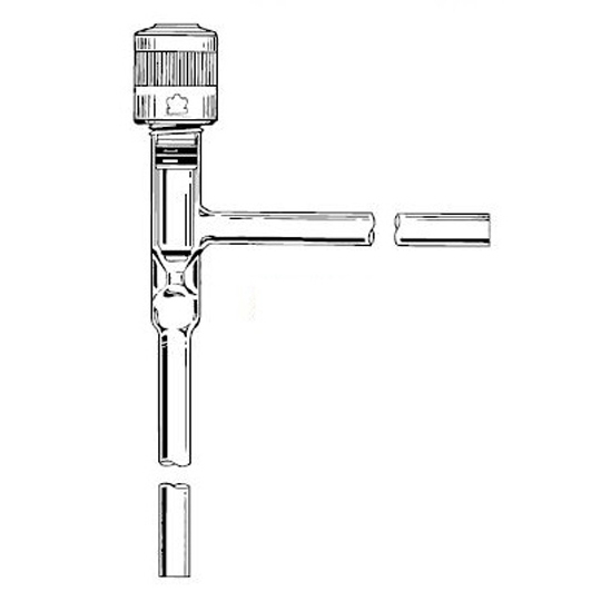 HI-VAC Right-Angle Valve with Tip O-Ring and Glass Plug, DWK, Stem OD 13mm, Plug Material Borosilicate Glass 3.3, Bore Size 0-8mm, Borosilicate Glass 3.3